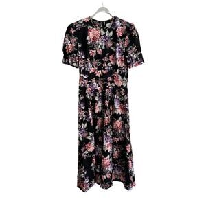 Vintage Miss. Dorby Women’s Black Floral Prarie Modest Dress Size: 14 Large
